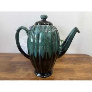 Evangeline Pottery‎ Green Drip Glaze Teapot – Canadian Ceramic Art Pottery Retro